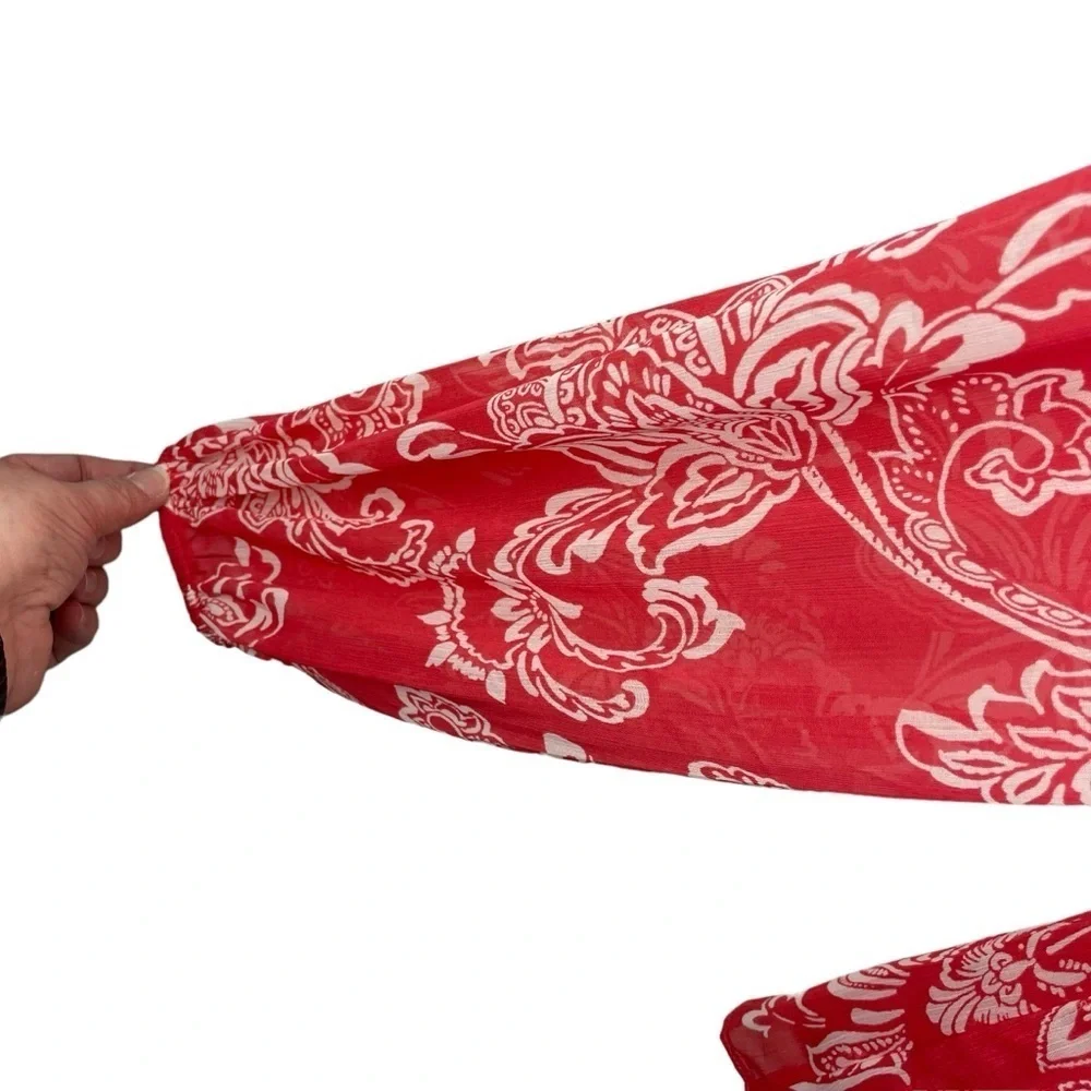 Evereve | Hayden Red White Floral Long Sleeve Blouse